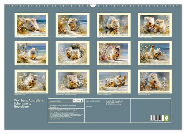 Produktbild: Wombats. Australiens liebenswerte Beuteltiere (Wandkalender 2027 DIN A2 quer), CALVENDO Monatskalender