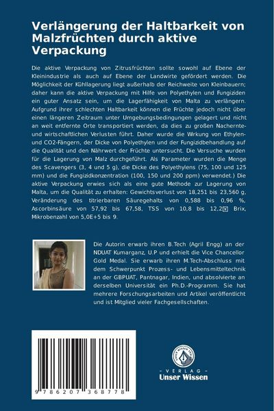 Produktbild: Verl&auml;ngerung der Haltbarkeit von Malzfr&uuml;chten durch aktive Verpackung