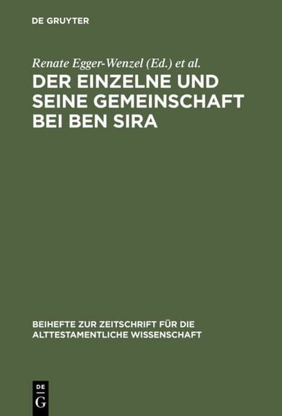 Produktbild: Der Einzelne und seine Gemeinschaft bei Ben Sira