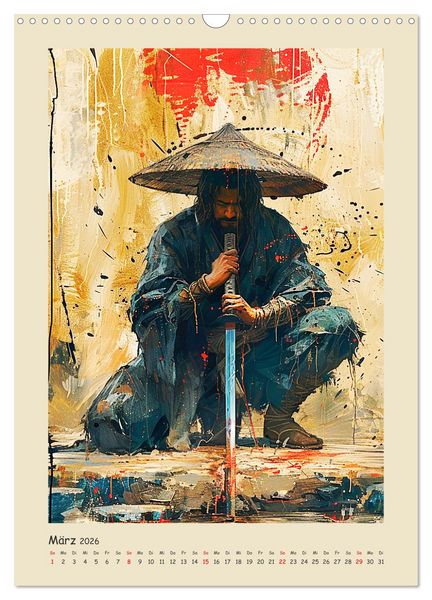 Produktbild: Samurai. Kunstvolle Darstellungen historischer Krieger (Wandkalender 2026 DIN A3 hoch), CALVENDO Monatskalender