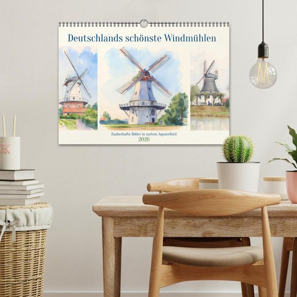 Produktbild: Deutschlands sch&ouml;nste Windm&uuml;hlen (Wandkalender 2026 DIN A3 quer), CALVENDO Monatskalender