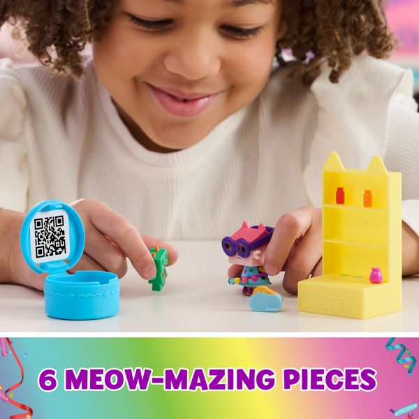 Produktbild: Gabby’s Dollhouse, Bobble Kitty Möbel Pack von Baby Box, Katzen-Figur mit Puppenhausmöbeln und Zubehörteilen