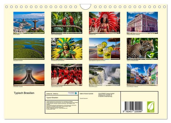 Produktbild: Typisch Brasilien (Wandkalender 2026 DIN A4 quer), CALVENDO Monatskalender
