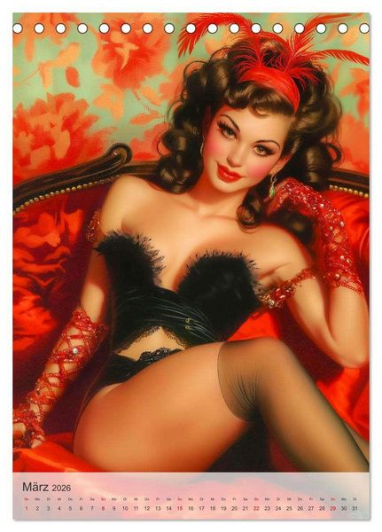 Produktbild: Retro PinUp Girls (Tischkalender 2026 DIN A5 hoch), CALVENDO Monatskalender