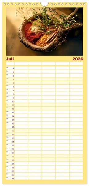 Produktbild: Familienplaner 2026 - K&uuml;chenkalender Gew&uuml;rzwelt mit 5 Spalten (Wandkalender, 21 x 45 cm) CALVENDO
