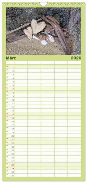 Produktbild: Familienplaner 2026 - Strandgut und Meer mit 5 Spalten (Wandkalender, 21 x 45 cm) CALVENDO