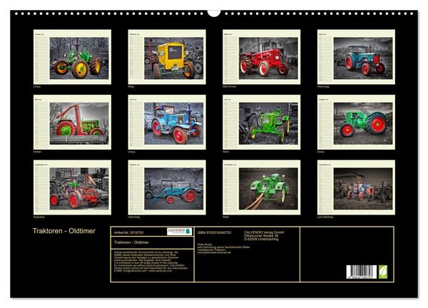 Produktbild: Traktoren - Oldtimer (Wandkalender 2026 DIN A2 quer), CALVENDO Monatskalender