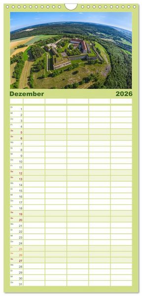 Produktbild: Familienplaner 2026 - Meine Heimat von oben ... Luftaufnahmen vom Fr&auml;nkischen Seenland mit 5 Spalten (Wandkalender, 21 x 45 cm) CALVENDO