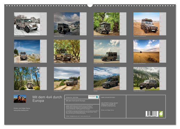 Produktbild: Mit dem 4x4 durch Europa (Wandkalender 2026 DIN A2 quer), CALVENDO Monatskalender