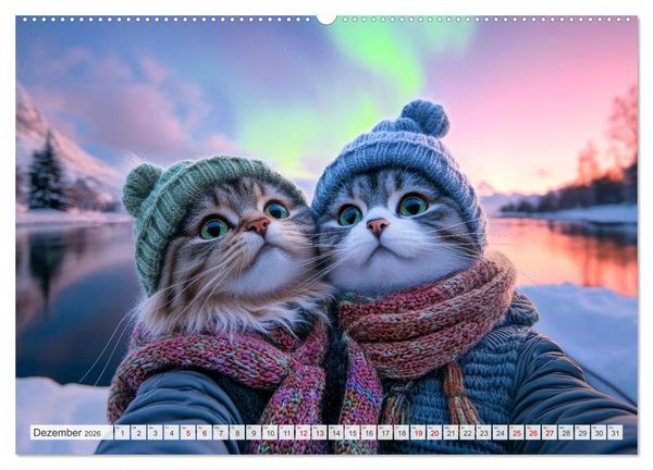 Produktbild: KATZEN-SELFIES Tierische Reiselust (Wandkalender 2026 DIN A2 quer), CALVENDO Monatskalender