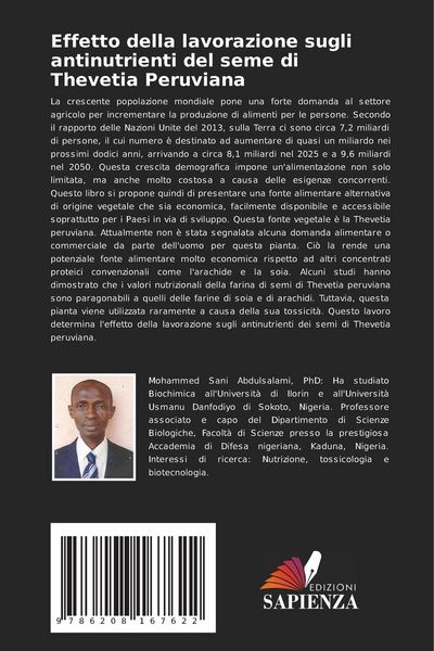 Produktbild: Effetto della lavorazione sugli antinutrienti del seme di Thevetia Peruviana
