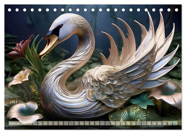 Produktbild: Tiere im Jugendstil - Eine Hommage an die Sch&ouml;nheit des Art Nouveau (Tischkalender 2026 DIN A5 quer), CALVENDO Monatskalender