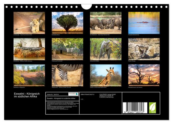 Produktbild: Eswatini - K&ouml;nigreich im s&uuml;dlichen Afrika (Wandkalender 2026 DIN A4 quer), CALVENDO Monatskalender
