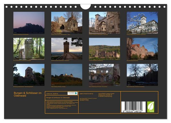 Produktbild: Burgen & Schl&ouml;sser im Odenwald (Wandkalender 2026 DIN A4 quer), CALVENDO Monatskalender