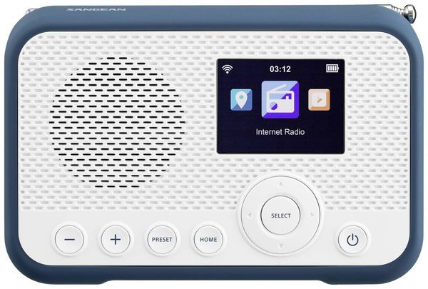Produktbild: Sangean WFR-39 Internet Taschenradio Internet, DAB, UKW Internetradio, UKW, WLAN Spotify, Weckfunktion, wiederaufladbar Wei&szlig;, Blau