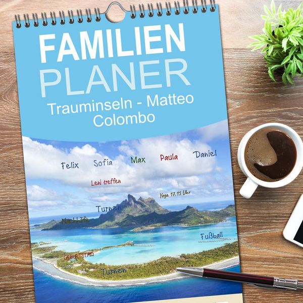 Produktbild: Familienplaner 2026 - Trauminseln - Matteo Colombo mit 5 Spalten (Wandkalender, 21 x 45 cm) CALVENDO