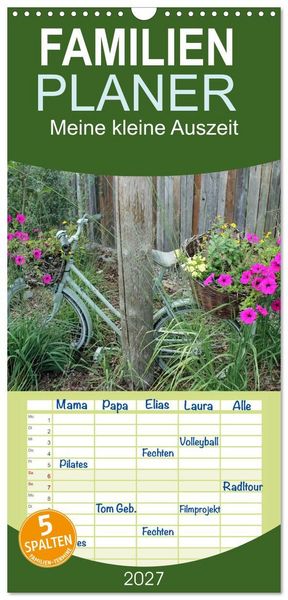 Produktbild: Familienplaner 2027 - Meine kleine Auszeit mit 5 Spalten (Wandkalender, 21 x 45 cm) CALVENDO