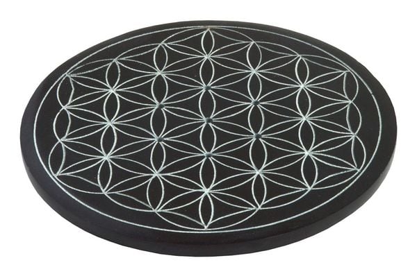 Produktbild: R&auml;ucherst&auml;bchenhalter "Blume des Lebens" Black Stone 10 cm