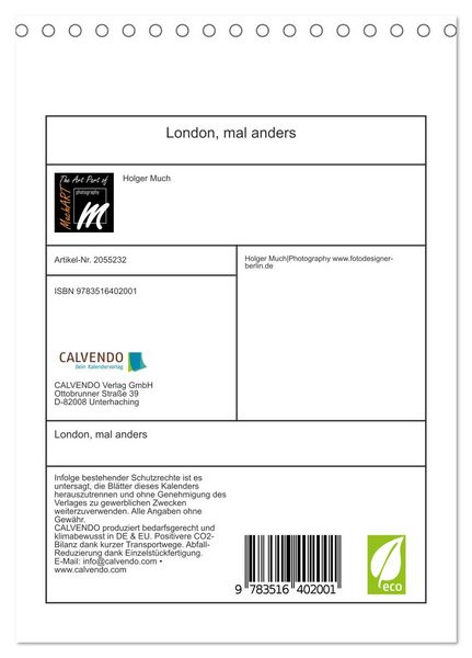 Produktbild: London, mal anders (Tischkalender 2026 DIN A5 hoch), CALVENDO Monatskalender