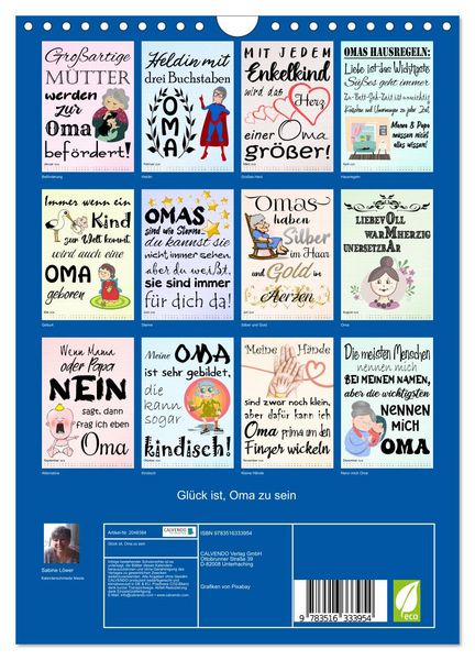Produktbild: Gl&uuml;ck ist, Oma zu sein (Wandkalender 2026 DIN A4 hoch), CALVENDO Monatskalender