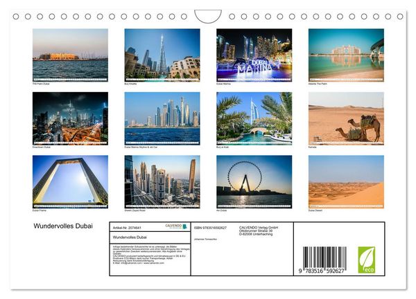 Produktbild: Wundervolles Dubai (Wandkalender 2026 DIN A4 quer), CALVENDO Monatskalender