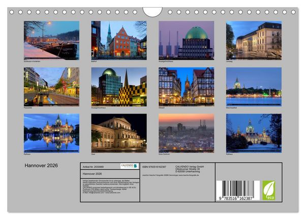 Produktbild: Hannover 2026 (Wandkalender 2026 DIN A4 quer), CALVENDO Monatskalender