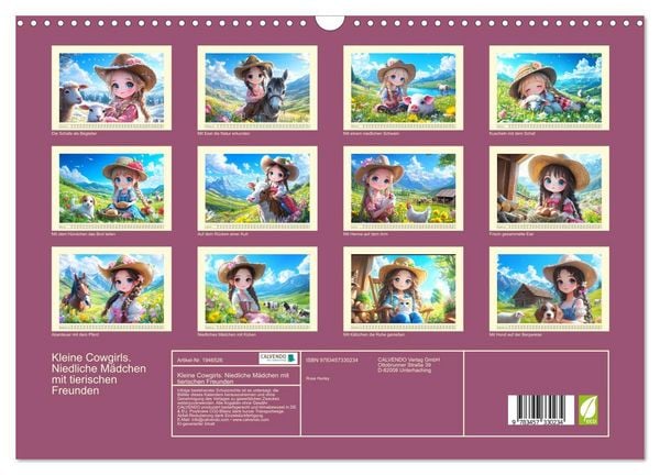 Produktbild: Kleine Cowgirls. Niedliche M&auml;dchen mit tierischen Freunden (Wandkalender 2026 DIN A3 quer), CALVENDO Monatskalender