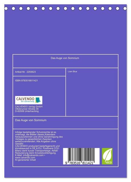 Produktbild: Das Auge von Somnium (Tischkalender 2027 DIN A5 hoch), CALVENDO Monatskalender