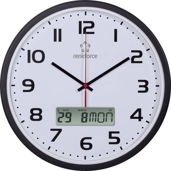 Produktbild: Renkforce HD-WRCL135 Funk Wanduhr 32cm x 45mm Schwarz