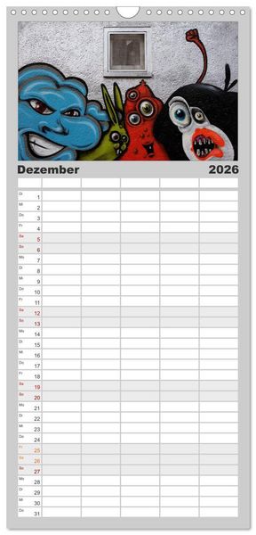 Produktbild: Familienplaner 2026 - Street-Art 2026 mit 5 Spalten (Wandkalender, 21 x 45 cm) CALVENDO