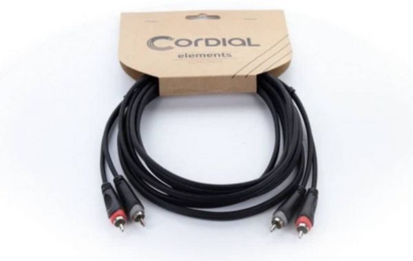 Produktbild: Cordial 14837 Klinke / Cinch Audio Anschlusskabel [2x Cinch-Stecker - 2x Cinch-Stecker] 3 m Schwarz PVC-Mantel, Zwillingsleitung