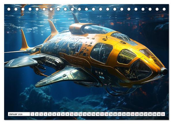 Produktbild: Futuristische U-Boote (Tischkalender 2026 DIN A5 quer), CALVENDO Monatskalender