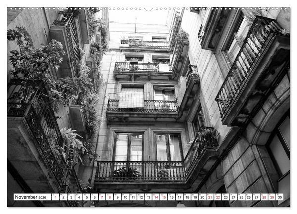 Produktbild: Barcelona Schwarz / Wei&szlig; Impressionen (hochwertiger Premium Wandkalender 2026 DIN A2 quer), Kunstdruck in Hochglanz
