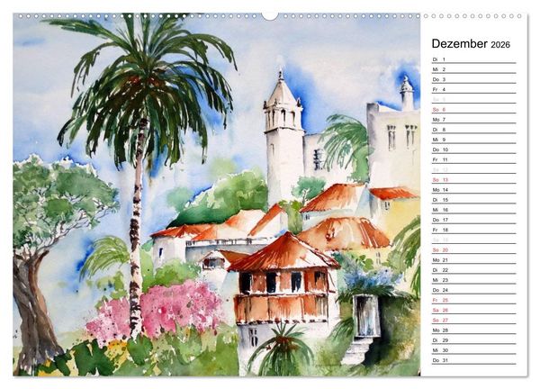 Produktbild: Aquarelle - quer durch Europa (Wandkalender 2026 DIN A2 quer), CALVENDO Monatskalender