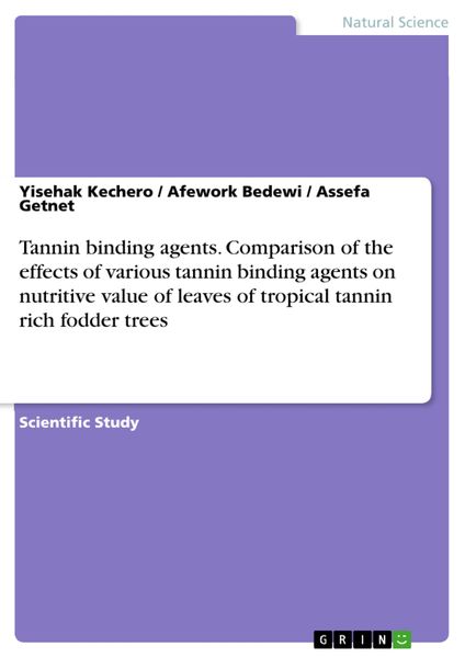 Produktbild: Tannin binding agents. Comparison of the effects of various tannin binding agents on nutritive value of leaves of tropical tannin rich fodder trees