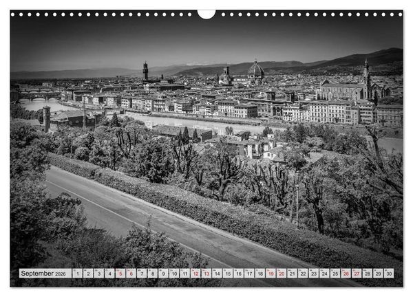 Produktbild: FLORENZ Monochrome Impressionen (Wandkalender 2026 DIN A3 quer), CALVENDO Monatskalender