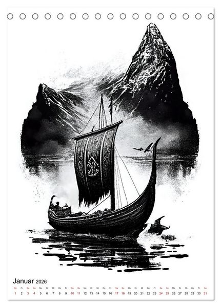 Produktbild: Welt und Mythologie der Wikinger (Tischkalender 2026 DIN A5 hoch), CALVENDO Monatskalender
