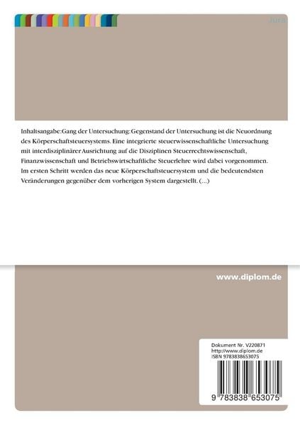 Produktbild: Die Neuordnung des K&ouml;rperschaftsteuersystems