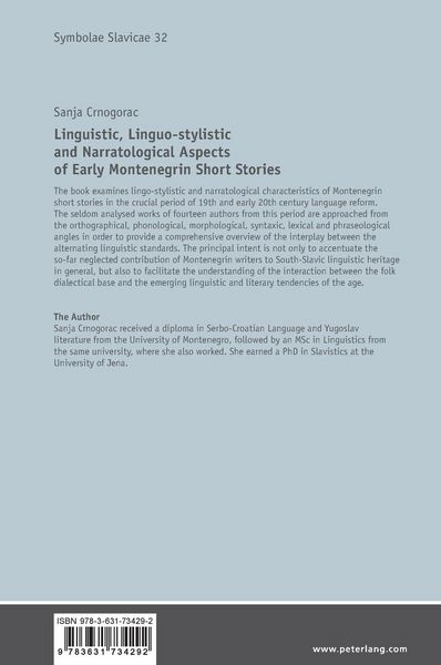 Produktbild: Linguistic, Linguo-stylistic and Narratological Aspects of Early Montenegrin Short Stories