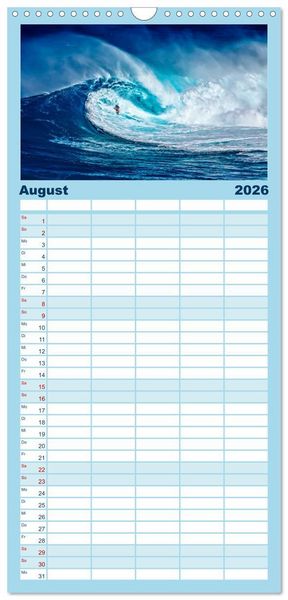 Produktbild: Familienplaner 2026 - Surfen - so cool mit 5 Spalten (Wandkalender, 21 x 45 cm) CALVENDO