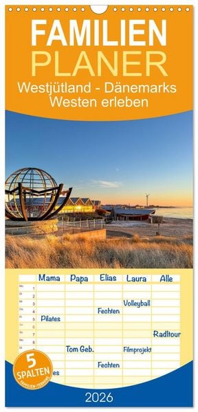 Produktbild: Familienplaner 2026 - Westj&uuml;tland - D&auml;nemarks Westen erleben mit 5 Spalten (Wandkalender, 21 x 45 cm) CALVENDO