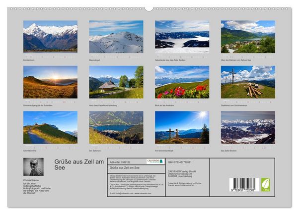 Produktbild: Gr&uuml;&szlig;e aus Zell am See (hochwertiger Premium Wandkalender 2026 DIN A2 quer), Kunstdruck in Hochglanz