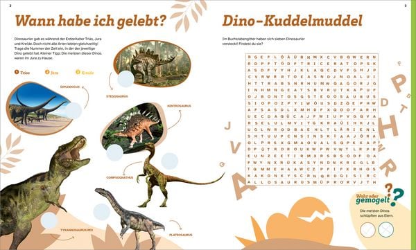Produktbild: WAS IST WAS R&auml;tseln und Stickern: Dinosaurier