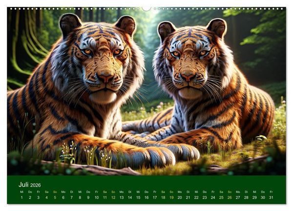 Produktbild: Majest&auml;tische Tiger (Wandkalender 2026 DIN A2 quer), CALVENDO Monatskalender