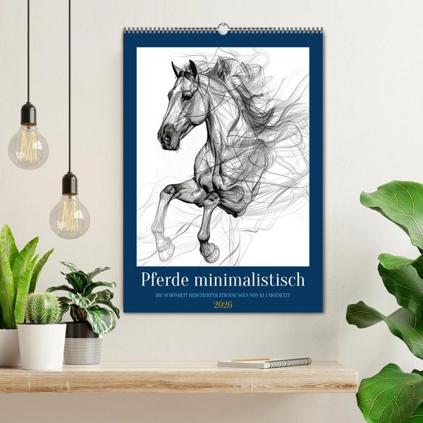 Produktbild: Pferde minimalistisch (Wandkalender 2026 DIN A2 hoch), CALVENDO Monatskalender