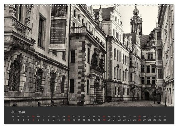 Produktbild: Dresden Schwarz Weiss 2026 (hochwertiger Premium Wandkalender 2026 DIN A2 quer), Kunstdruck in Hochglanz