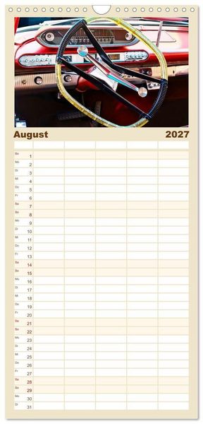 Produktbild: Familienplaner 2027 - Ikonische US-Car Armaturenbretter mit 5 Spalten (Wandkalender, 21 x 45 cm) CALVENDO
