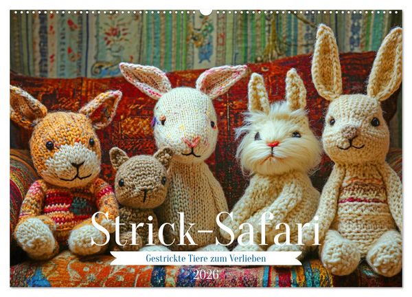 Produktbild: Strick-Safari - Gestrickte Tiere zum Verlieben (Wandkalender 2026 DIN A2 quer), CALVENDO Monatskalender