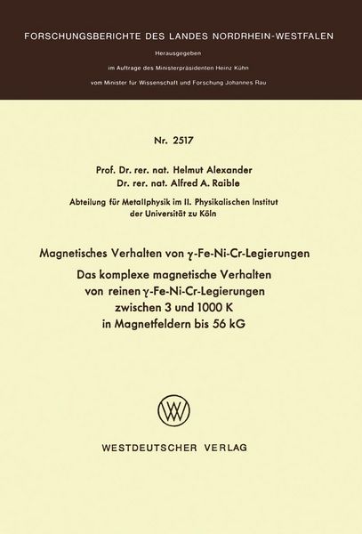 Produktbild: Magnetisches Verhalten von &iquest;-Fe-Ni-Cr-Legierungen
