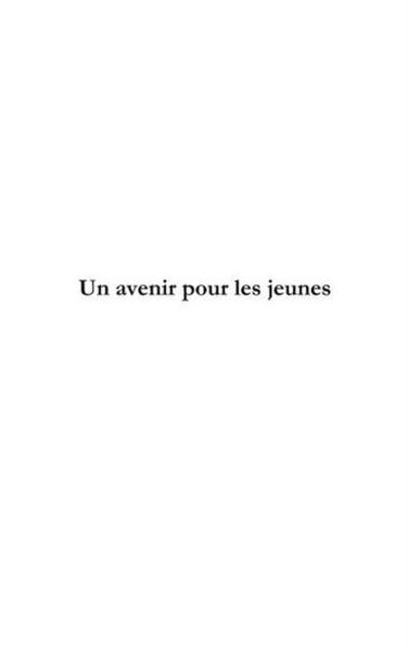 Produktbild: Un avenir pour les jeunes